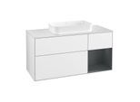 Villeroy und Boch Finion Waschtischunterschrank G711HGGF 120x60,3x50,1cm, Regal rechts Midnight Blue Matt Lacquer, Glossy white lacquer