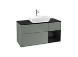 Villeroy und Boch Finion Waschtischunterschrank G832PHGM 120cm, Abdeckplatte black matt, Emotion, Regale Glossy black lacquer, Olive Matt Lacquer