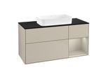 Villeroy und Boch Finion Waschtischunterschrank F712HHHH 120x60,3x50,1cm, Regal rechts Sand Matt, Sand Matt Lacquer