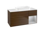 Villeroy und Boch Finion Waschtischunterschrank F711GJGN 120x60,3x50,1cm, Regal rechts Light grey matt, Walnut veneer