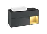 Villeroy und Boch Finion Waschtischunterschrank G692HFHG 120x60,3x50,1cm, Regal rechts Gold matt, Midnight Blue Matt Lacquer