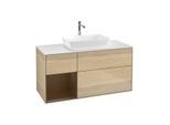 Villeroy und Boch Finion Waschtischunterschrank G821GNPC 120cm, Abdeckplatte white matt, Emotion, Regale Walnut Veneer, Oak Veneer