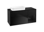 Villeroy und Boch Finion Waschtischunterschrank F692PHPD 120x60,3x50,1cm, Regal rechts Glossy Black Lacquer, Black matt lacquer