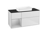 Villeroy und Boch Finion Waschtischunterschrank G702GJMT 120x60,3x50,1cm, Regal rechts Light grey matt, White matt lacquer