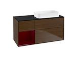 Villeroy und Boch Finion Waschtischunterschrank G682HBGN 120x60,3x50,1cm, Regal links Peony, Walnut veneer