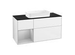 Villeroy und Boch Finion Waschtischunterschrank F702GJGF 120x60,3x50,1cm, Regal links Light grey matt, Glossy white lacquer