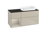 Villeroy und Boch Finion Waschtischunterschrank F682HHHH 120x60,3x50,1cm, Regal links Sand Matt Lacquer, Sand Matt Lacquer