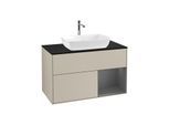 Villeroy und Boch Finion Waschtischunterschrank F782GKHH 100cm, Abdeckplatte black matt, Regale Anthracite matt lacquer, Sand Matt Lacquer