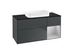 Villeroy und Boch Finion Waschtischunterschrank G712GJHG 120x60,3x50,1cm, Regal rechts Light grey matt, Midnight Blue Matt Lacquer