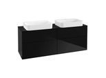 Villeroy und Boch Finion Waschtischunterschrank G72200PH 160x60,3x50,1cm, Glass Black Matt, Glossy Black Lacquer