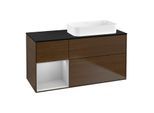 Villeroy und Boch Finion Waschtischunterschrank G682GJGN 120x60,3x50,1cm, Regal links Light grey matt, Walnut veneer