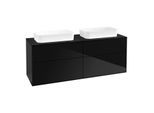 Villeroy und Boch Finion Waschtischunterschrank F72200PH 160x60,3x50,1cm, Glass Black Matt, Glossy Black Lacquer