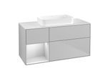 Villeroy und Boch Finion Waschtischunterschrank G701MTGJ 120x60,3x50,1cm, Regal rechts White matt lacquer, Light grey matt