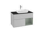 Villeroy und Boch Finion Waschtischunterschrank F782GMGJ 100cm, Abdeckplatte black matt, Regale Olive matt lacquer, Light grey matt