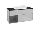 Villeroy und Boch Finion Waschtischunterschrank F702GKGJ 120x60,3x50,1cm, Regal links Anthracite matt, Light grey matt
