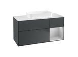 Villeroy und Boch Finion Waschtischunterschrank F711GJHG 120x60,3x50,1cm, Regal rechts Light grey matt, Midnight Blue Matt Lacquer