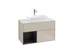 Villeroy und Boch Finion Waschtischunterschrank G771PDHH 100cm, Abdeckplatte white matt, Emotion, Regale Black matt lacquer, Sand Matt Lacquer