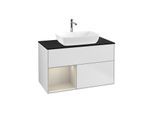 Villeroy und Boch Finion Waschtischunterschrank G772HHMT 100cm, Abdeckplatte black matt, Emotion, Regale sand matt lacquer, White matt lacquer