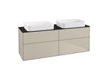 Villeroy und Boch Finion Waschtischunterschrank G72200HH 160x60,3x50,1cm, Glass Black Matt, Sand Matt Lacquer