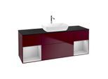 Villeroy und Boch Finion Waschtischunterschrank F862GJHB 160cm, Abdeckplatte black matt, Regale Light grey matt lacquer, Peony Matt