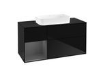 Villeroy und Boch Finion Waschtischunterschrank G702GKPH 120x60,3x50,1cm, Regal rechts Anthracite matt, Glossy Black Lacquer