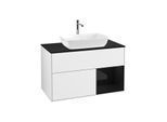 Villeroy und Boch Finion Waschtischunterschrank F782PHGF 100cm, Abdeckplatte black matt, Regale Glossy black lacquer, Glossy white lacquer