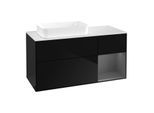 Villeroy und Boch Finion Waschtischunterschrank F691GKPH 120x60,3x50,1cm, Regal rechts Anthracite matt, Glossy Black Lacquer