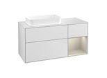 Villeroy und Boch Finion Waschtischunterschrank G691HHMT 120x60,3x50,1cm, Regal rechts Sand Matt, White matt lacquer