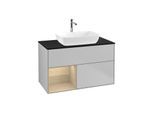 Villeroy und Boch Finion Waschtischunterschrank G772PCGJ 100cm, Abdeckplatte black matt, Emotion, Regale Oak Veneer, Light grey matt