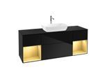 Villeroy und Boch Finion Waschtischunterschrank G862HFPH 160cm, Abdeckplatte black matt, Emotion, Regale Gold matt lacquer, Glossy Black Lacquer