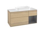 Villeroy und Boch Finion Waschtischunterschrank F711GKPC 120x60,3x50,1cm, Regal rechts Anthracite matt, Oak Veneer