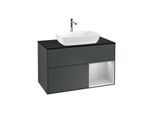 Villeroy und Boch Finion Waschtischunterschrank F782GJHG 100cm, Abdeckplatte black matt, Regale Light grey matt lacquer, Midnight Blue Matt Lacquer