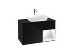 Villeroy und Boch Finion Waschtischunterschrank F782GFPH 100cm, Abdeckplatte black matt, Regale Glossy white lacquer, Glossy Black Lacquer