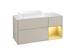 Villeroy und Boch Finion Waschtischunterschrank G691HFHH 120x60,3x50,1cm, Regal rechts Gold matt, Sand Matt Lacquer