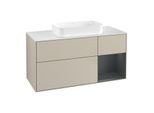 Villeroy und Boch Finion Waschtischunterschrank F711HGHH 120x60,3x50,1cm, Regal rechts Midnight Blue Matt Lacquer, Sand Matt Lacquer