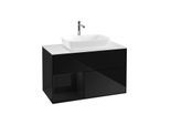 Villeroy und Boch Finion Waschtischunterschrank G771PHPH 100cm, Abdeckplatte white matt, Emotion, Regale Glossy black lacquer, Glossy Black Lacquer