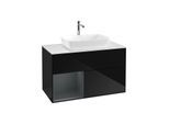Villeroy und Boch Finion Waschtischunterschrank G771HGPH 100cm, Abdeckplatte white matt, Emotion, Regale Midnight matt lacquer, Glossy Black Lacquer
