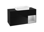 Villeroy und Boch Finion Waschtischunterschrank G712GJPH 120x60,3x50,1cm, Regal rechts Light grey matt, Glossy Black Lacquer