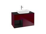 Villeroy und Boch Finion Waschtischunterschrank G772PHHB 100cm, Abdeckplatte black matt, Emotion, Regale Glossy black lacquer, Peony Matt