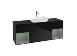 Villeroy und Boch Finion Waschtischunterschrank F862GMPH 160cm, Abdeckplatte black matt, Regale Olive matt lacquer, Glossy Black Lacquer
