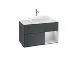 Villeroy und Boch Finion Waschtischunterschrank F781GJHG 100cm, Abdeckplatte white matt, Regale Light grey matt lacquer, Midnight Blue Matt Lacquer