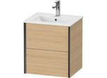 Duravit XViu Waschtisch-Unterschrank XV43150B230 51x42x56cm, 2 Schubkästen, wandhängend, schwarz matt, Eiche natur