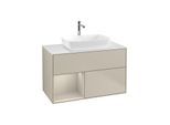Villeroy und Boch Finion Waschtischunterschrank G771HHHH 100cm, Abdeckplatte white matt, Emotion, Regale sand matt lacquer, Sand Matt Lacquer