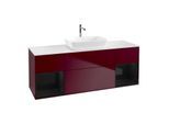 Villeroy und Boch Finion Waschtischunterschrank F861PHHB 160cm, Abdeckplatte white matt, Regale Glossy black lacquer, Peony Matt
