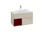 Villeroy und Boch Finion Waschtischunterschrank G771HBHH 100cm, Abdeckplatte white matt, Emotion, Regale Peony matt lacquer, Sand Matt Lacquer