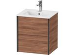 Duravit XViu Waschtisch-Unterschrank XV43150B279 51x42x56cm, 2 Schubkästen, wandhängend, schwarz matt, nussbaum natur