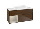 Villeroy und Boch Finion Waschtischunterschrank G701HHGN 120x60,3x50,1cm, Regal rechts Sand Matt, Walnut veneer
