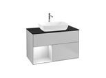 Villeroy und Boch Finion Waschtischunterschrank G772MTGJ 100cm, Abdeckplatte black matt, Emotion, Regale White matt lacquer, Light grey matt