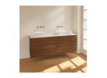Villeroy und Boch Finion Doppel-Waschtischunterschrank F72100GN 160x60,3x50,1cm, Glass White Matt, Walnut veneer