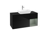 Villeroy und Boch Finion Waschtischunterschrank F832GMPH 120cm, Abdeckplatte black matt, Regale Olive matt lacquer, Glossy Black Lacquer